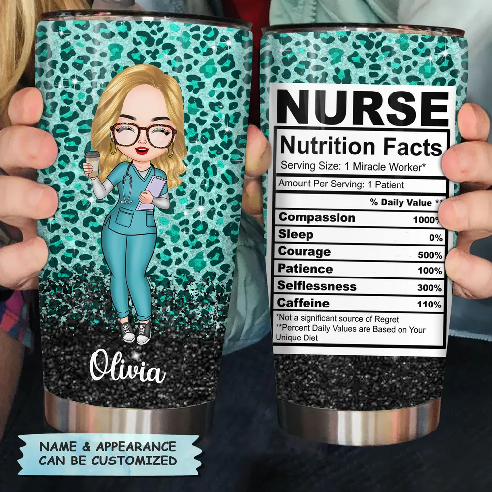 Personalized Tumbler - Gift For Nurse - Nurse Nutrition Facts