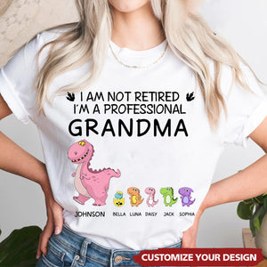 Not Retired Dinosaurs Grandpasaurus Grandmasaurus Personalized Shirt