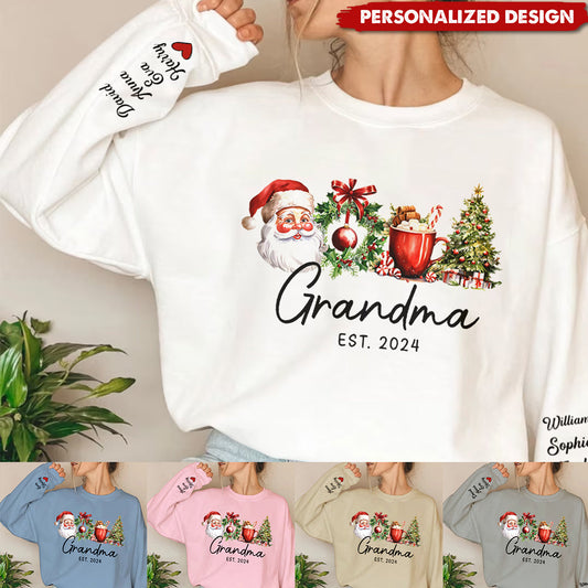 2024 Santa Claus Christmas Grandma And Grandkids Sweatshirt