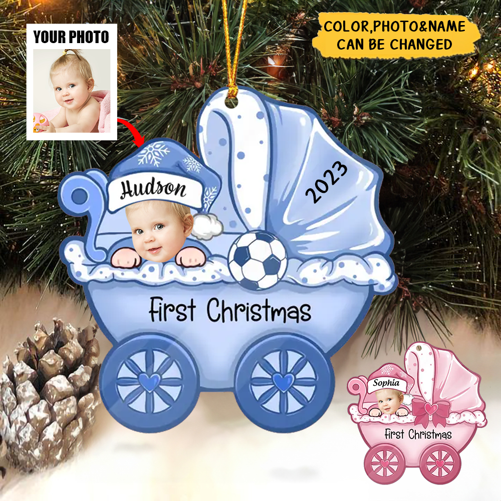 Personalized Photo Acrylic Ornament Gift For Baby - First Christmas