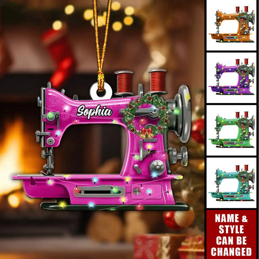 Custom Name Christmas Sewing Machine Personalized Sewing Ornament