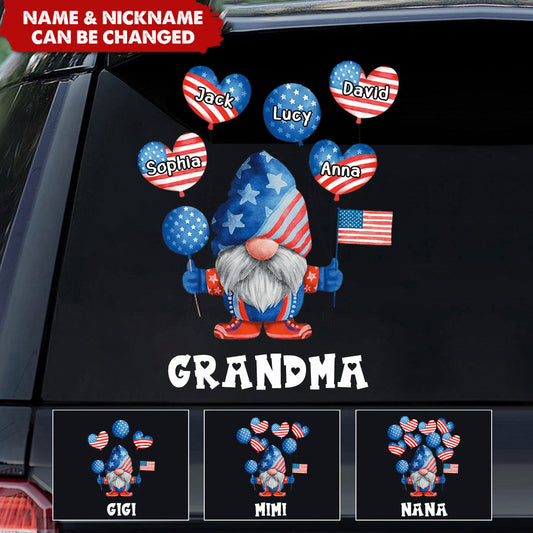 4th of July Independence Day With Balloon Grandkids Pattern Personalized Sticker Decal