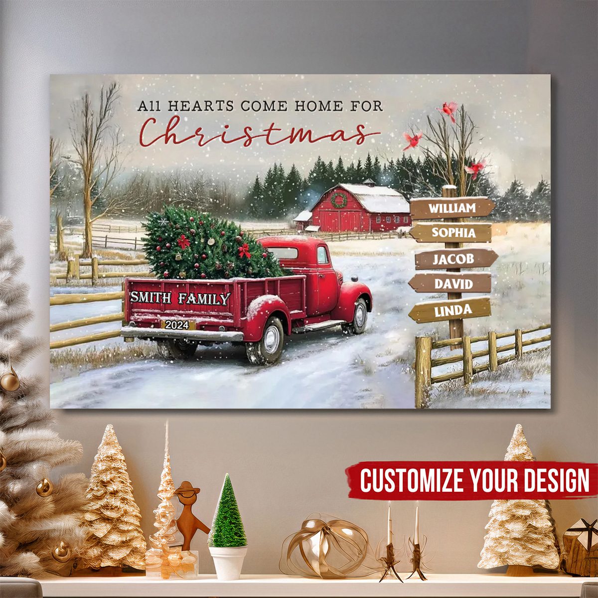 Personalized Custom Family Farm Christmas Truck Poster