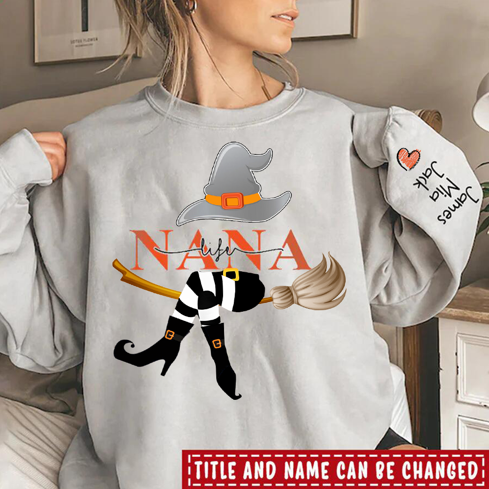 Personalized Grandma Life Witch With Grandkids Halloween Sweatshirt