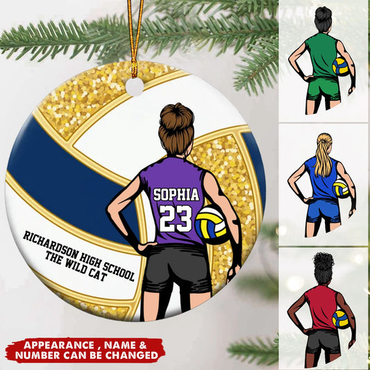 Personalized Volleyball Ceramic Circle Ornament-Gift For Volleyball Lovers