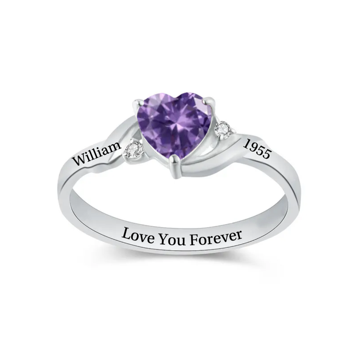 Personalized Birthstone Name Memorial Ring