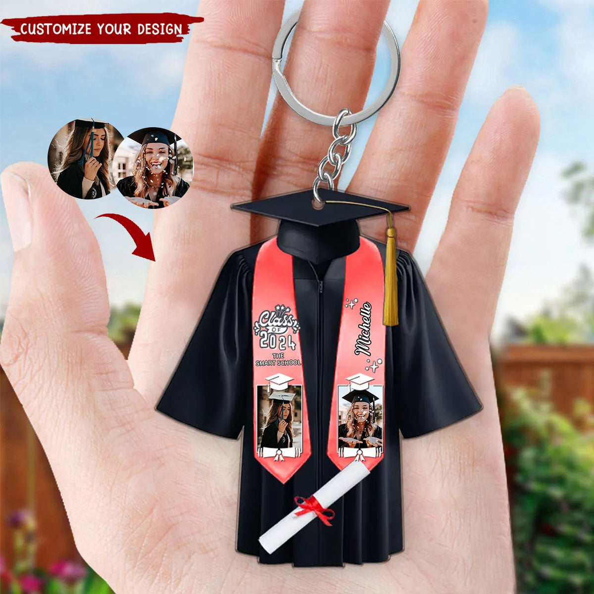 Custom Personalized Graduation Acrylic Keychain - Gift Idea for Graduation