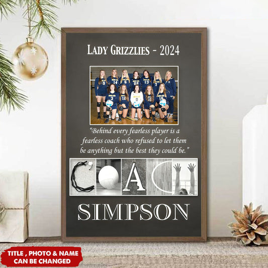 Personalized Volleyball Coach Poster, Gift for Volleyball Coach