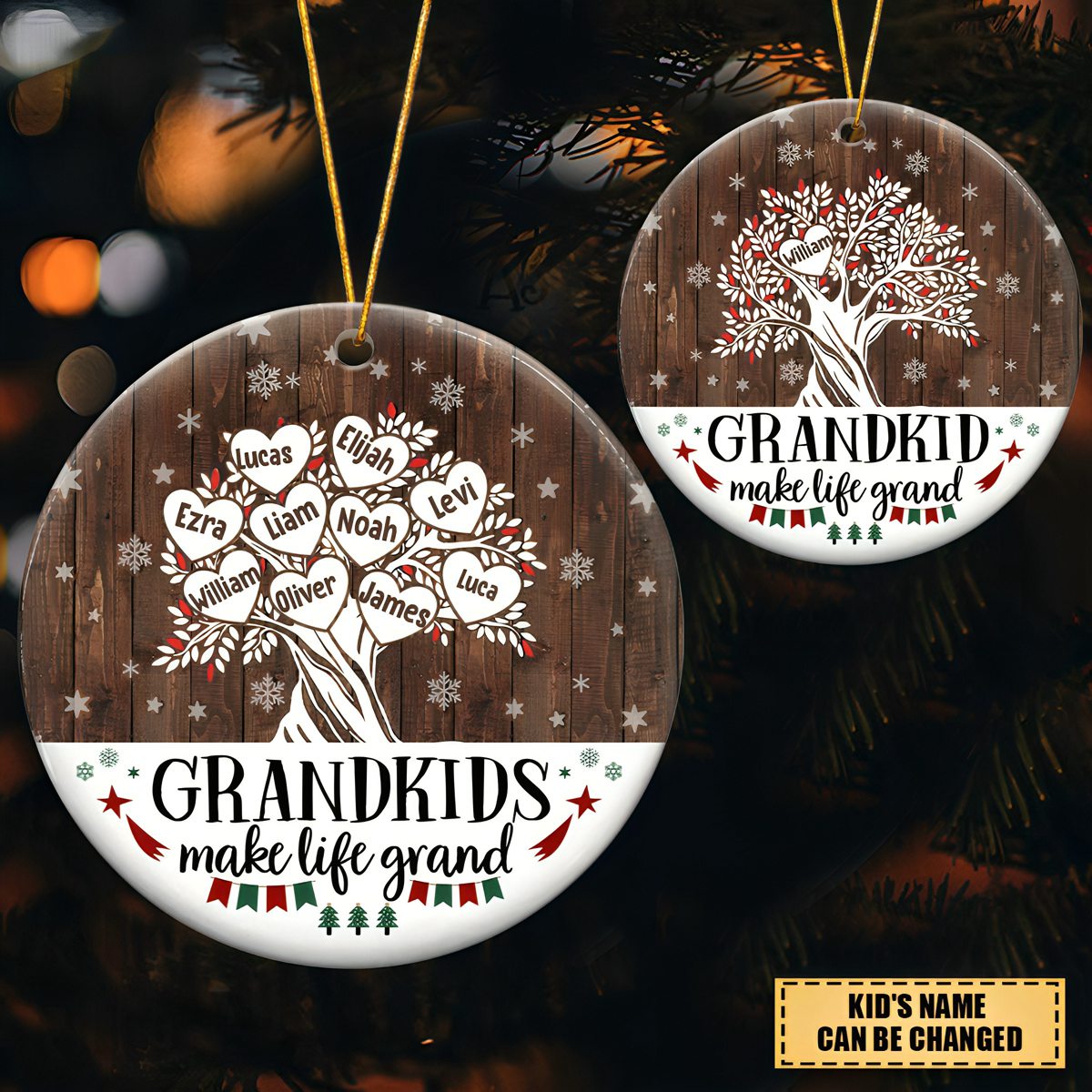 Grandchildren Make Life Great - Gifts for Grandma Personalized Ceramic Ornaments