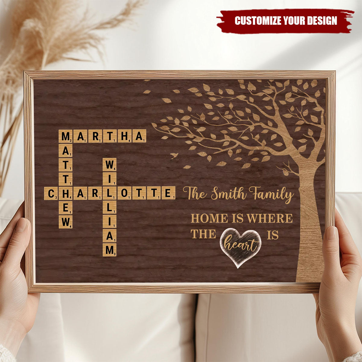 Family Whole Lot Of Love - Personalized Crossword Art Canvas, Gift For Family