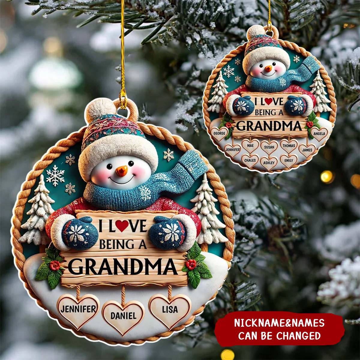 Love Being A Grandma - Personalized Custom 3D Inflated Effect Acrylic Ornament