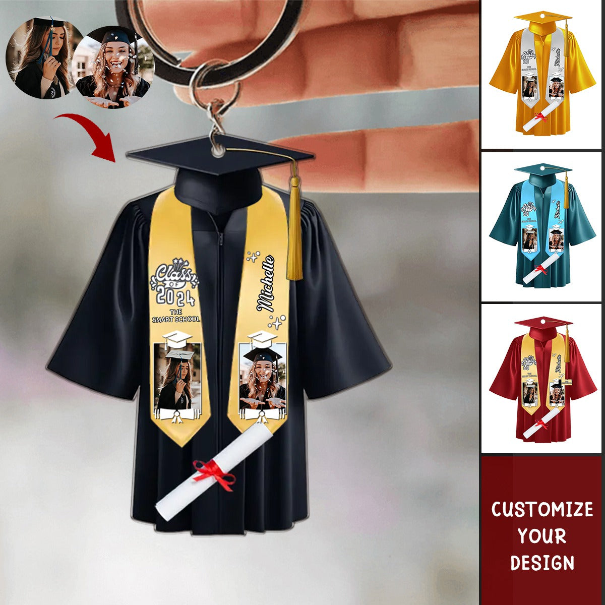 Custom Personalized Graduation Acrylic Keychain - Gift Idea for Graduation