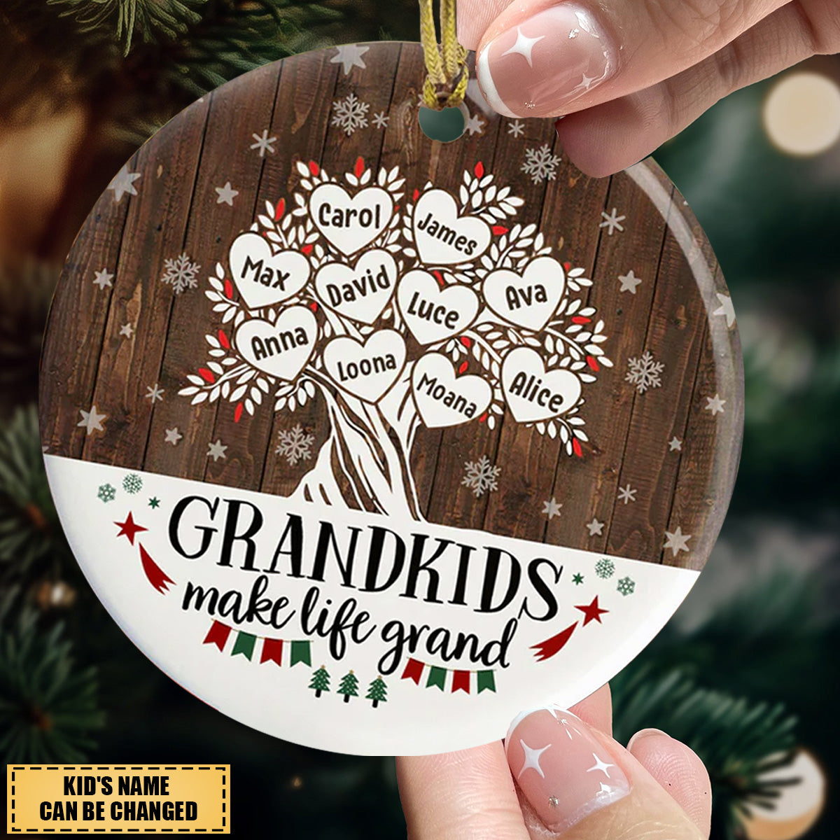 Grandchildren Make Life Great - Gifts for Grandma Personalized Ceramic Ornaments