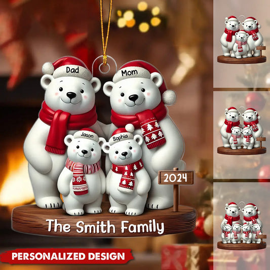 Polar Bears Christmas Family Personalized Acrylic Ornament