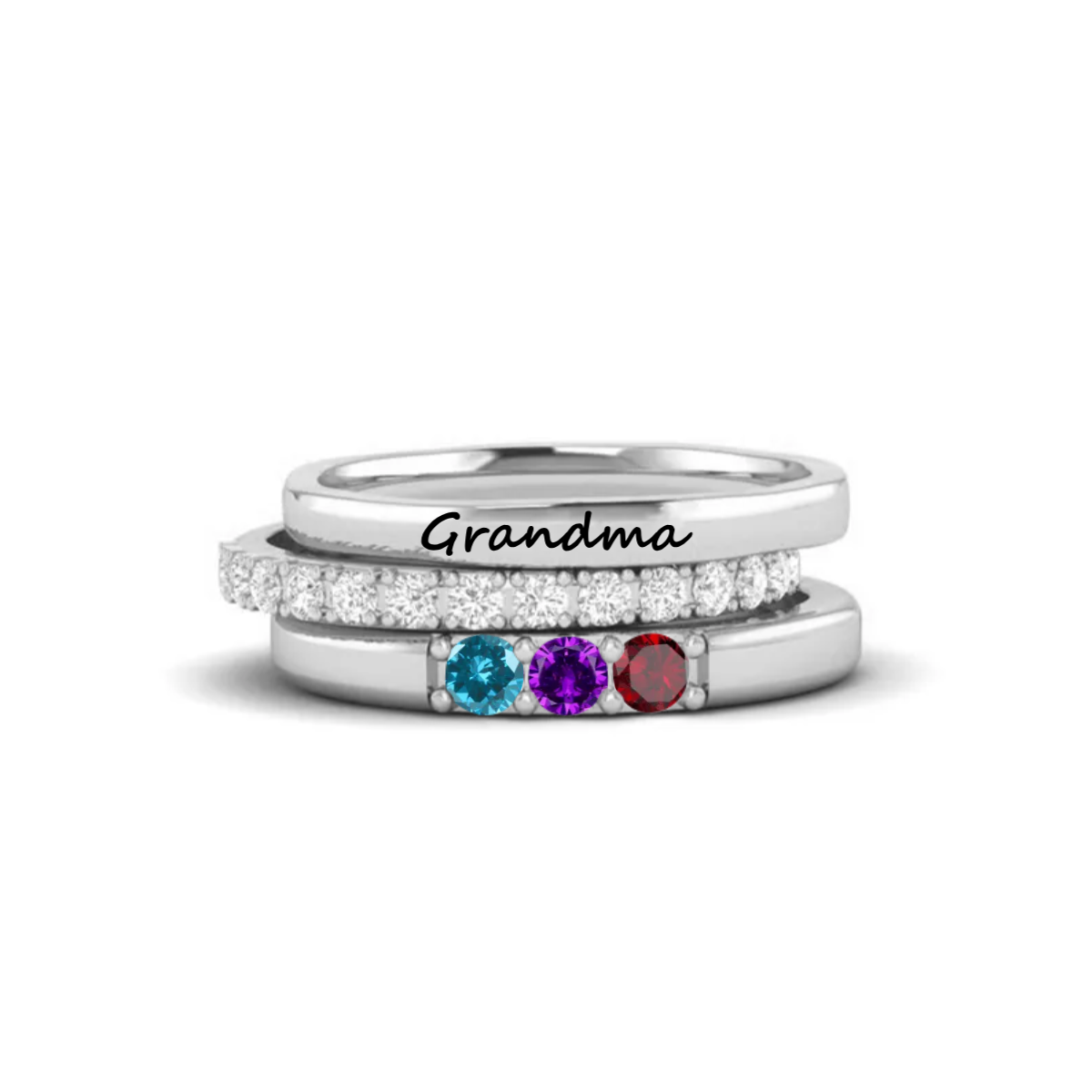 For Grandmother-Custom With Grandkids' Birthstones Personalized Grandma's Ring