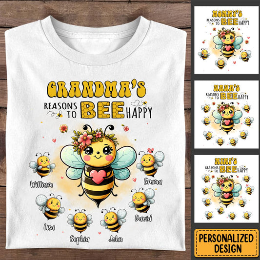 Grandma's reasons to bee happy Personalized T-shirt