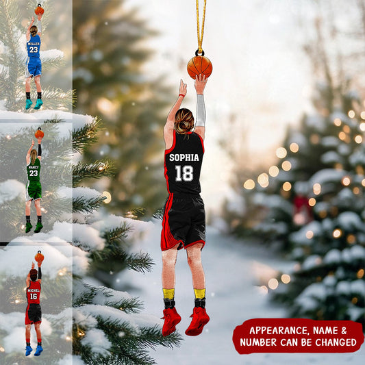 Personalized Basketball Girl Player Acrylic Ornament - Gift For Basketball Lover