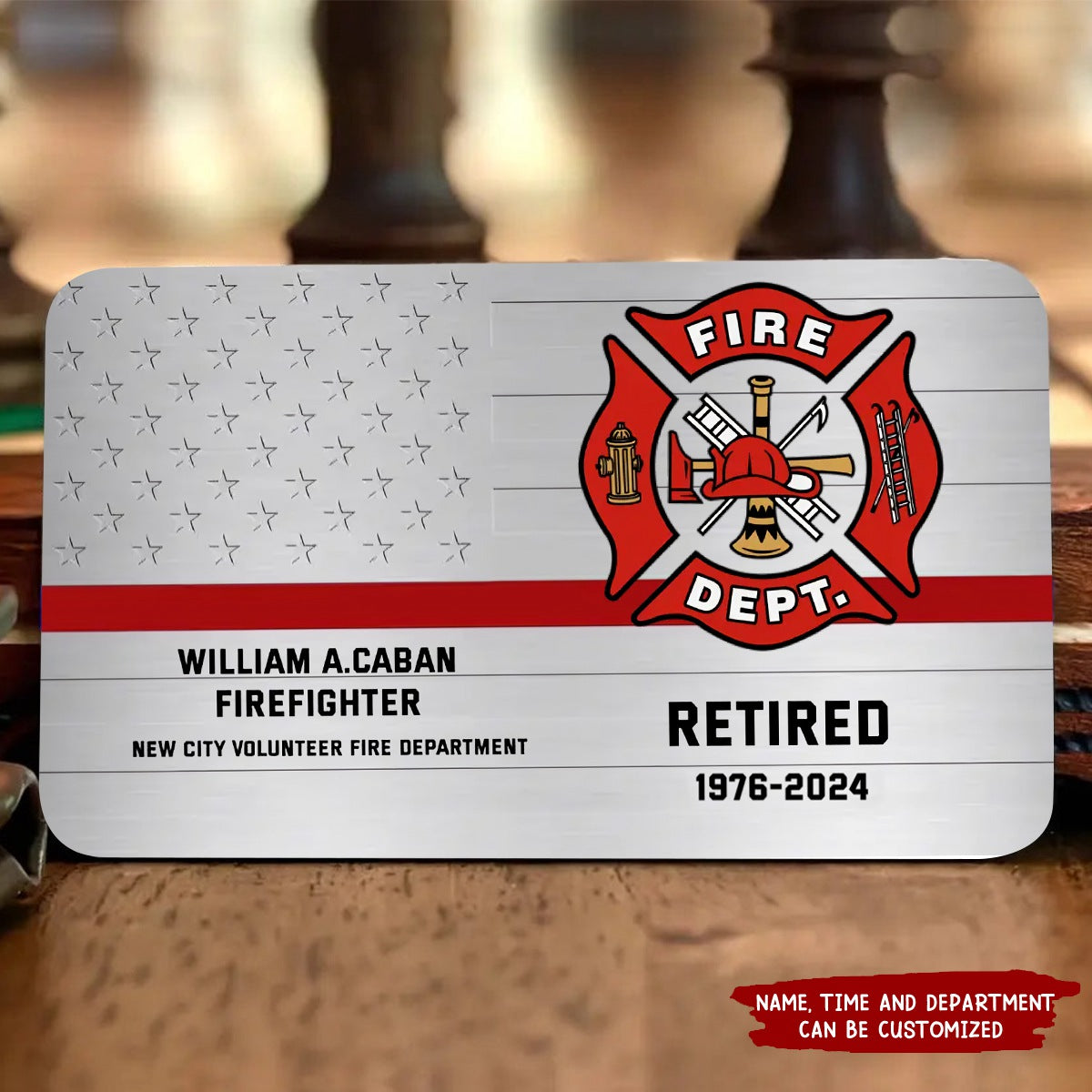 Personalized Firefighter Custom Department & Name Aluminum Wallet Card