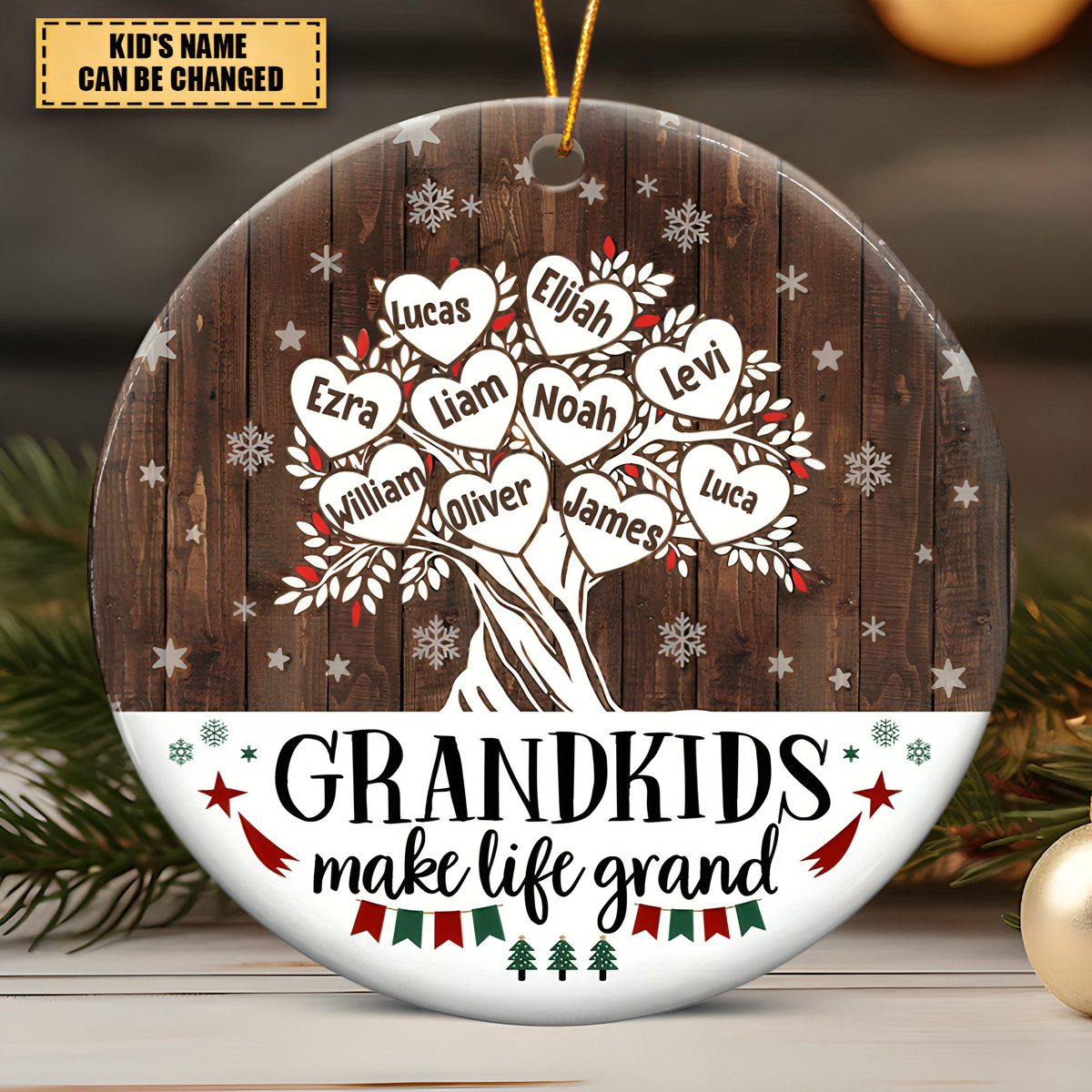 Grandchildren Make Life Great - Gifts for Grandma Personalized Ceramic Ornaments