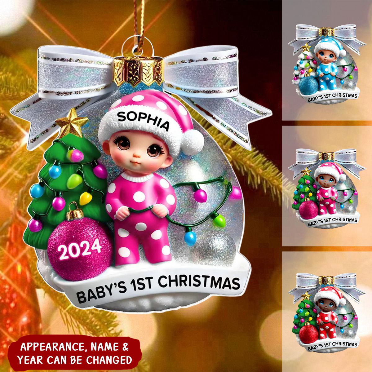 Baby First Christmas Personalized Acrylic Ornament, Gift for Newborn