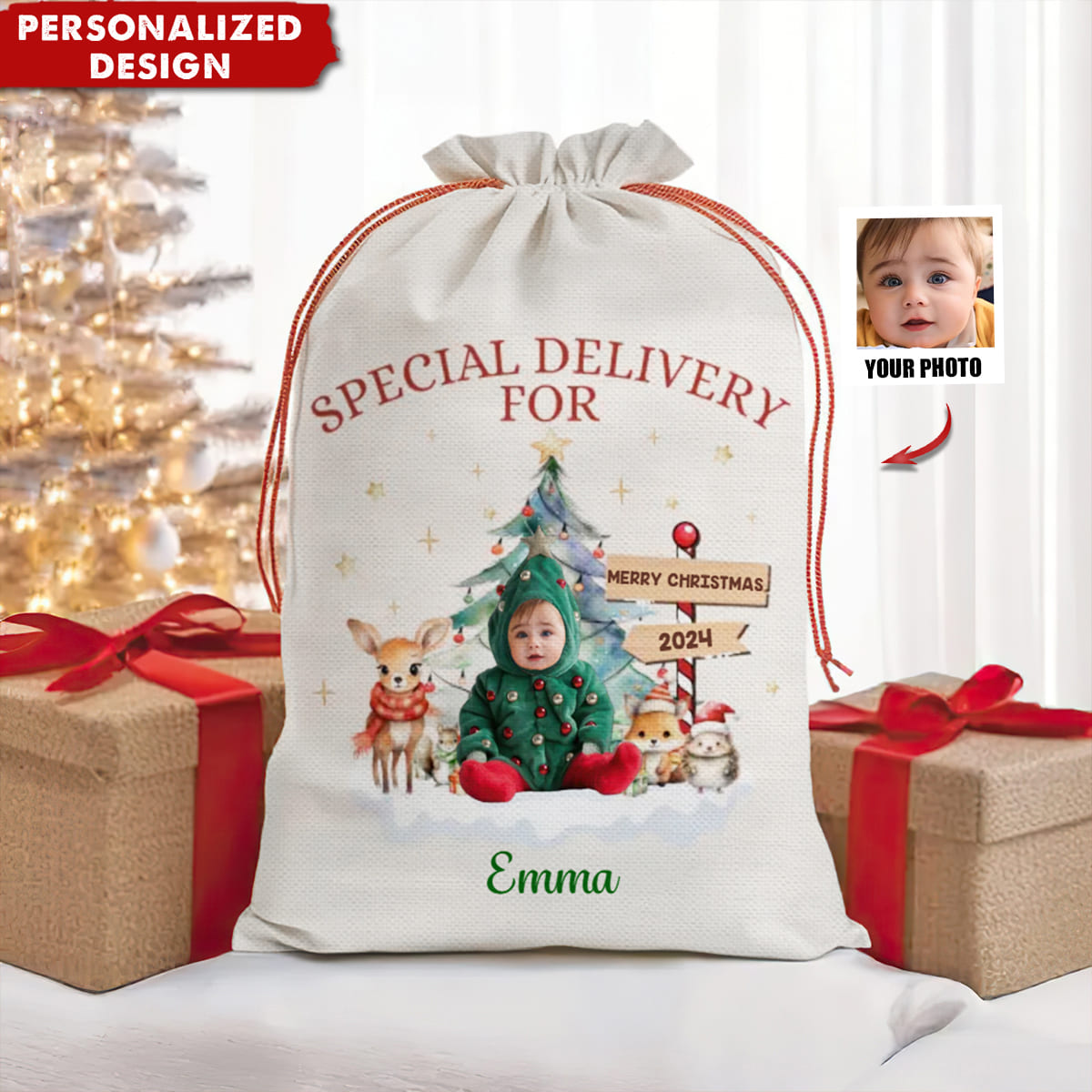 Personalized Custom Christmas Favor Bag-Gift For Baby-Upload Photo