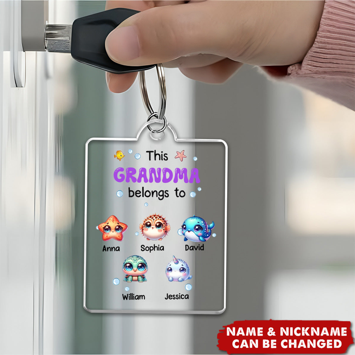 This Grandma Belongs To Summer Beach Personalized Keychain