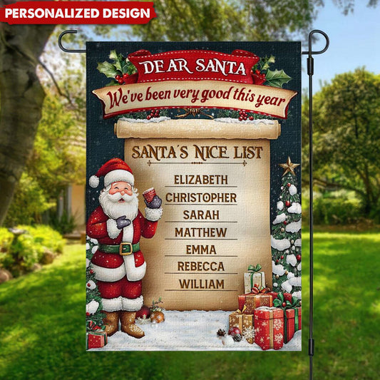 Funny Family Christmas Gifts Santa’s Nice List Custom Name Personalized Garden Flag Home Decoration