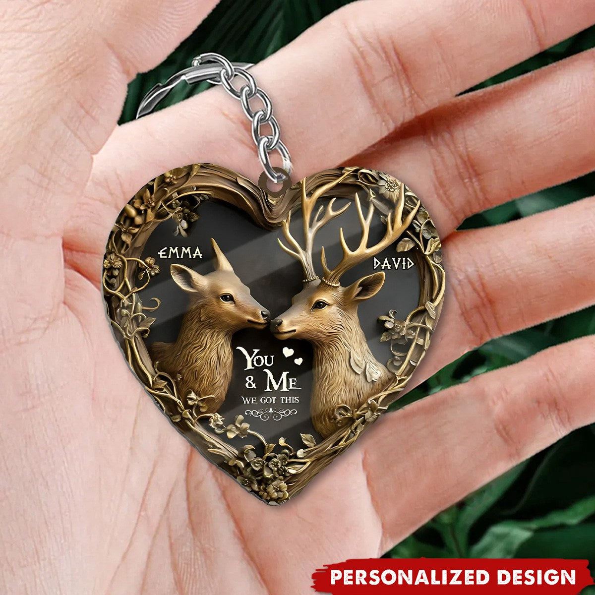 You & Me We Got This – Personalized Hunting Heart Keychain