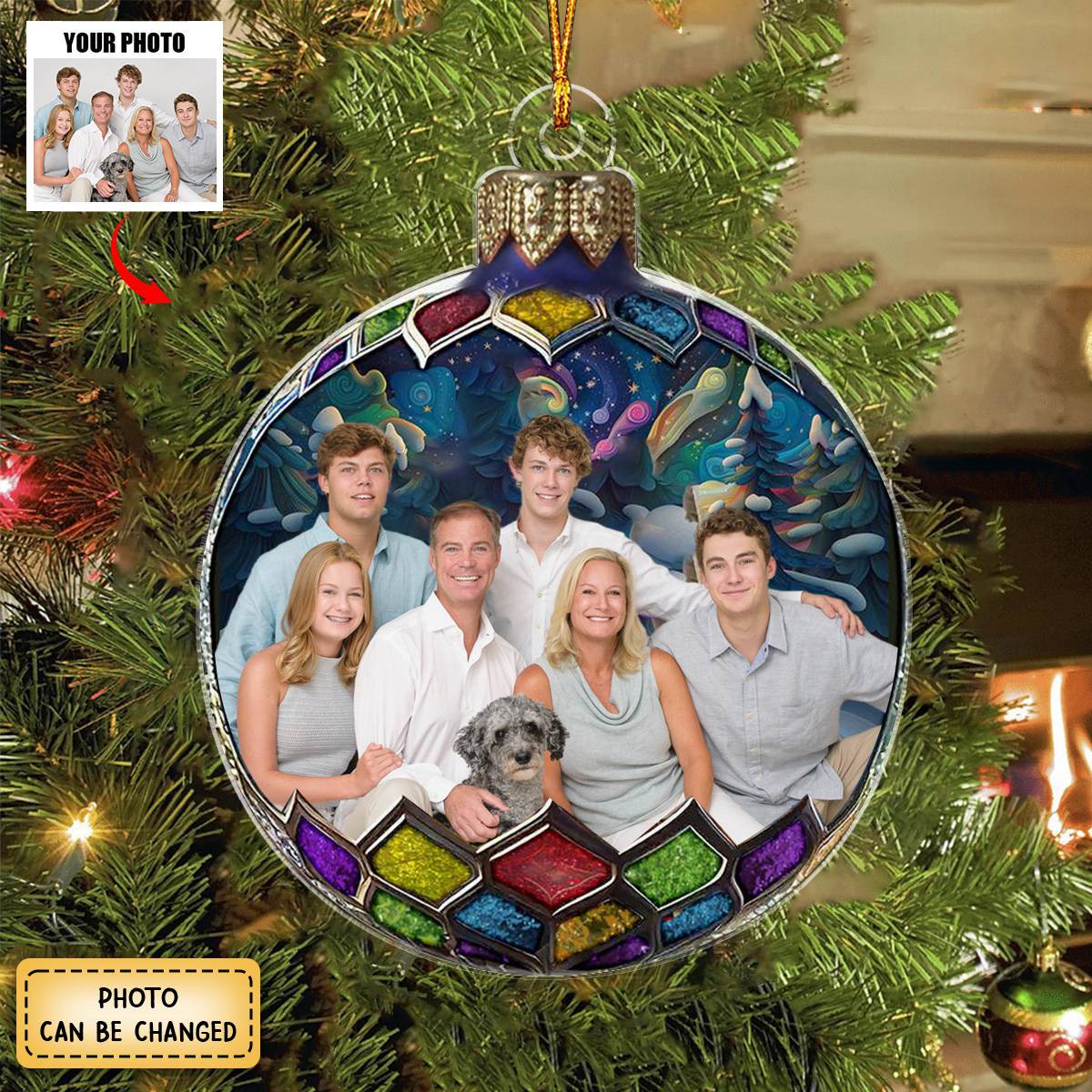 Personalize Colorful Round Ornaments-Upload Photos-Gift For Your Family