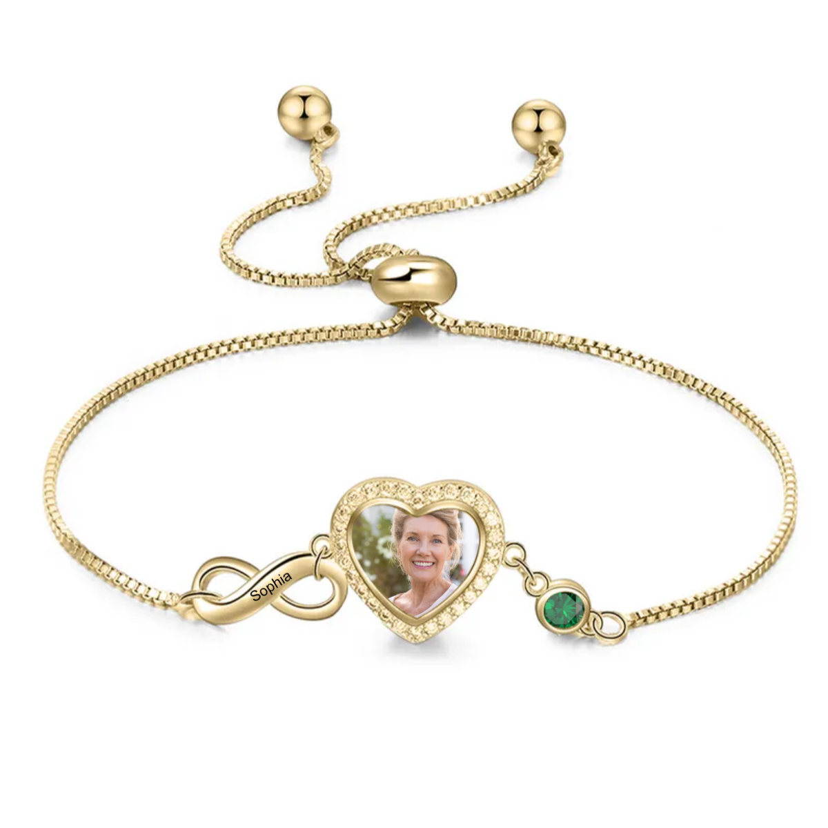 Personalized Birthstone Name Photo Memorial Bracelet