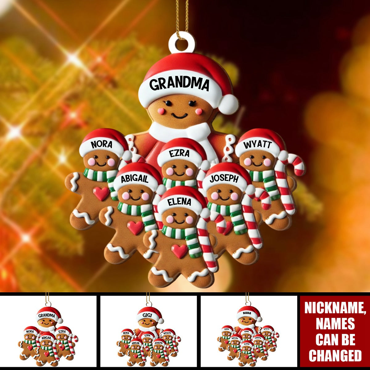 Sweet Seasonal Smiles With Gingerbread Family Design - Personalized  Ornament