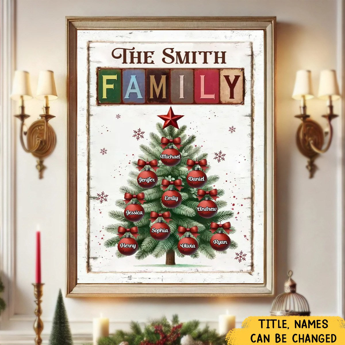 Personalized Christmas Tree Family Name Poster