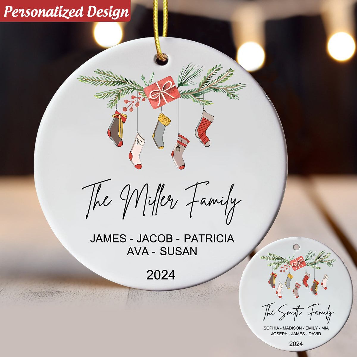 Personalized Family Christmas Stocking Name Ornaments