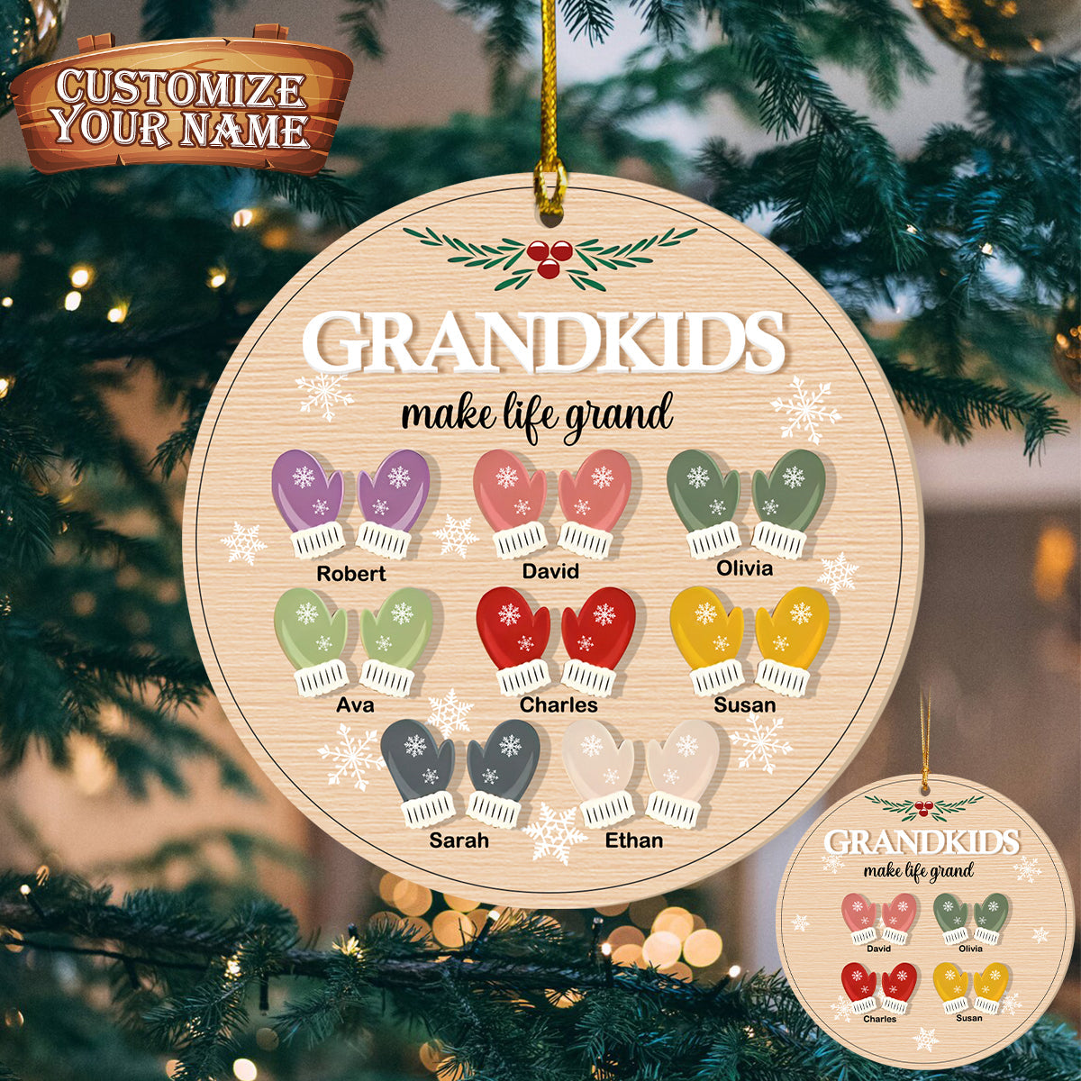 Grandkids Make Life Beautiful -Personalized Christmas Glove Ornaments