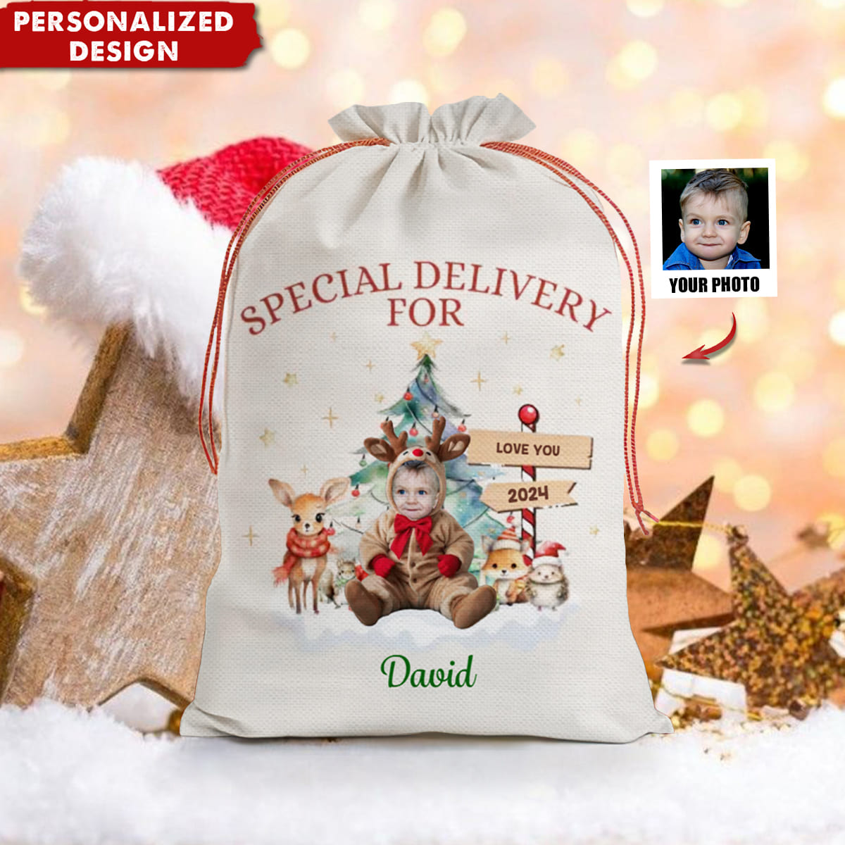 Personalized Custom Christmas Favor Bag-Gift For Baby-Upload Photo