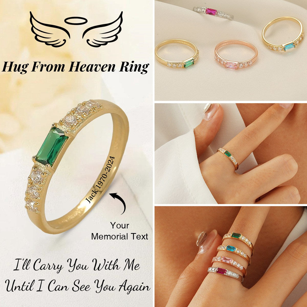 Personalized Birthstone Memorial Ring