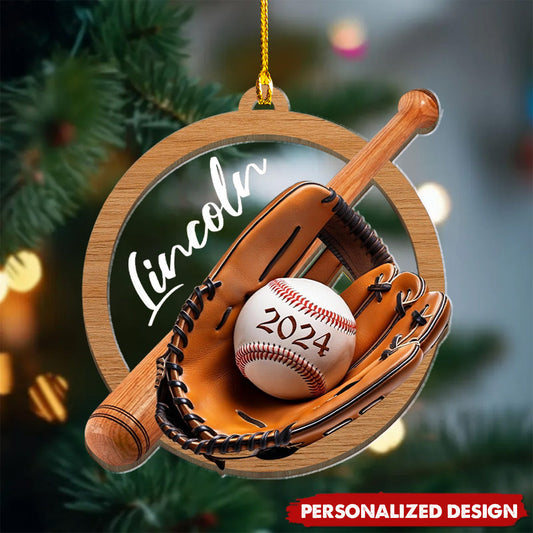 Personalized Custom Name Baseball Christmas Tree Ornament