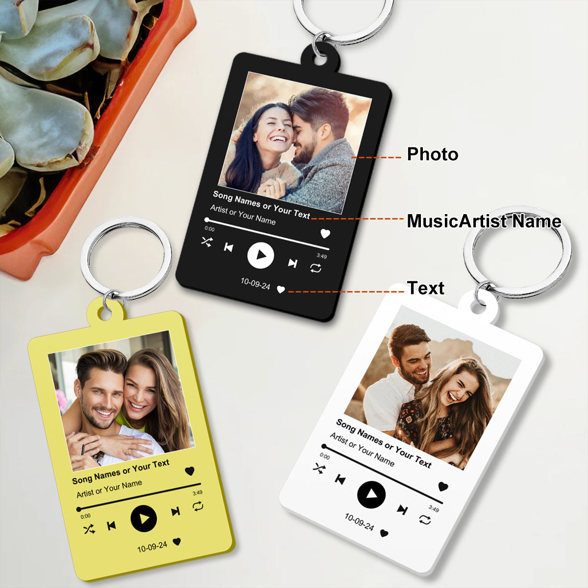 Personalised Album Music Acrylic Keychain - Gift For Couple