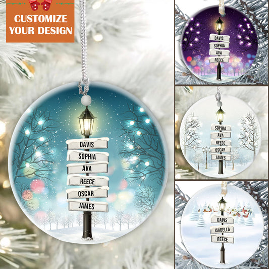 Personalized Family Color Christmas Tree Sign Post Ornament