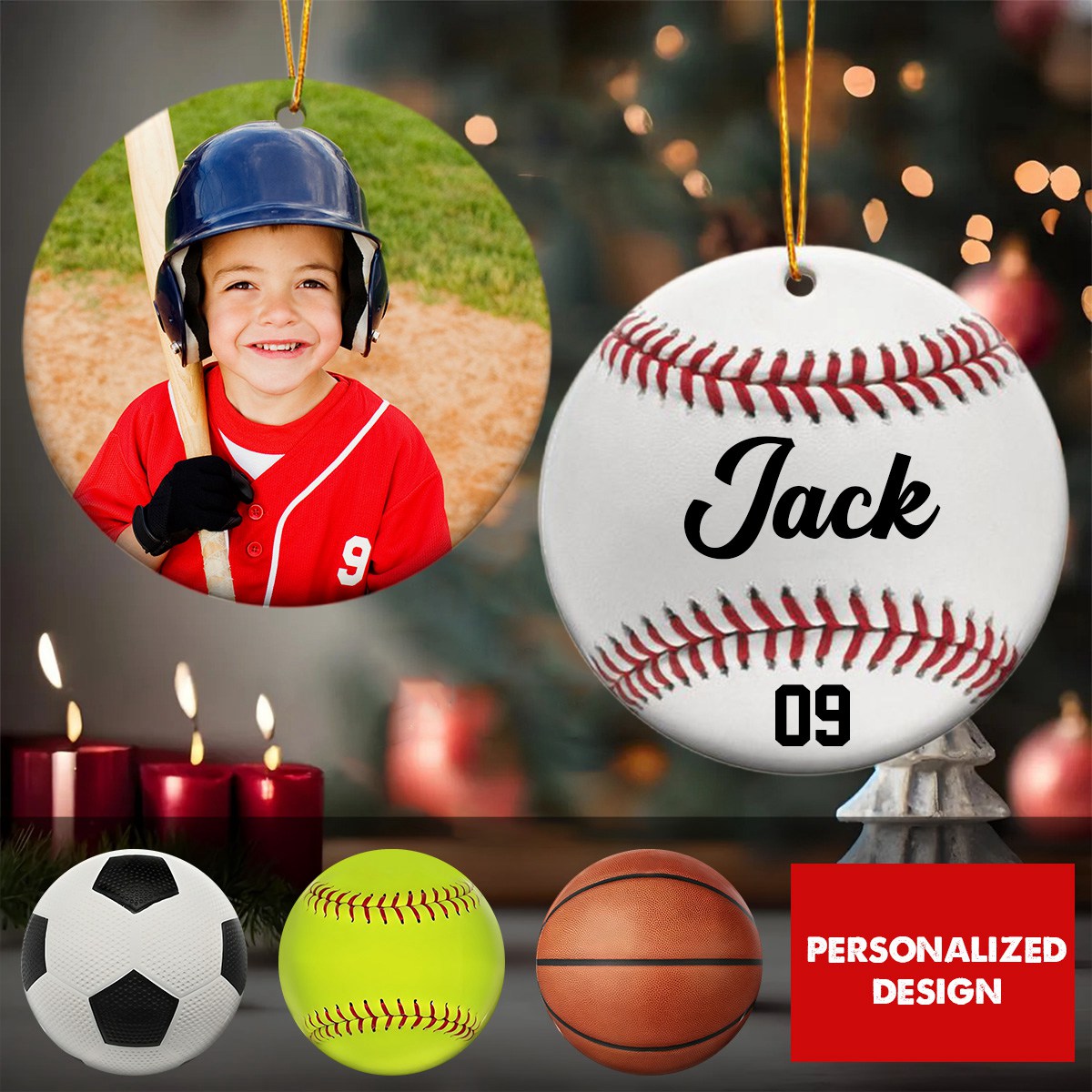 Personalized Children Sports Ball Double-Sided Ornaments-Upload Photo