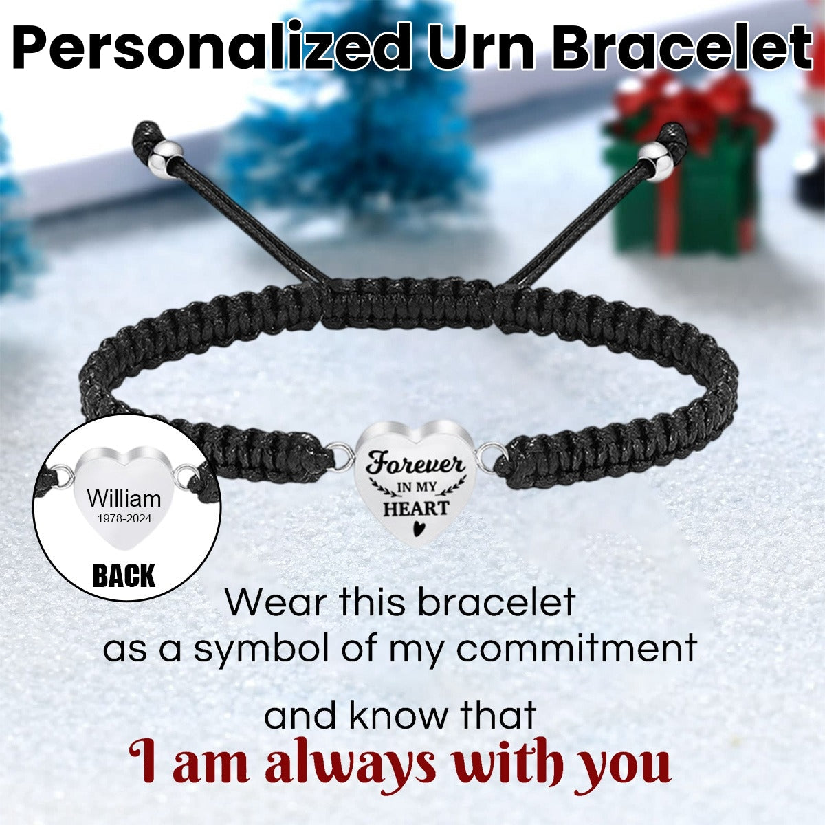 Personalized Forever In My Heart Memorial Urn Bracelet - Gift For Christmas