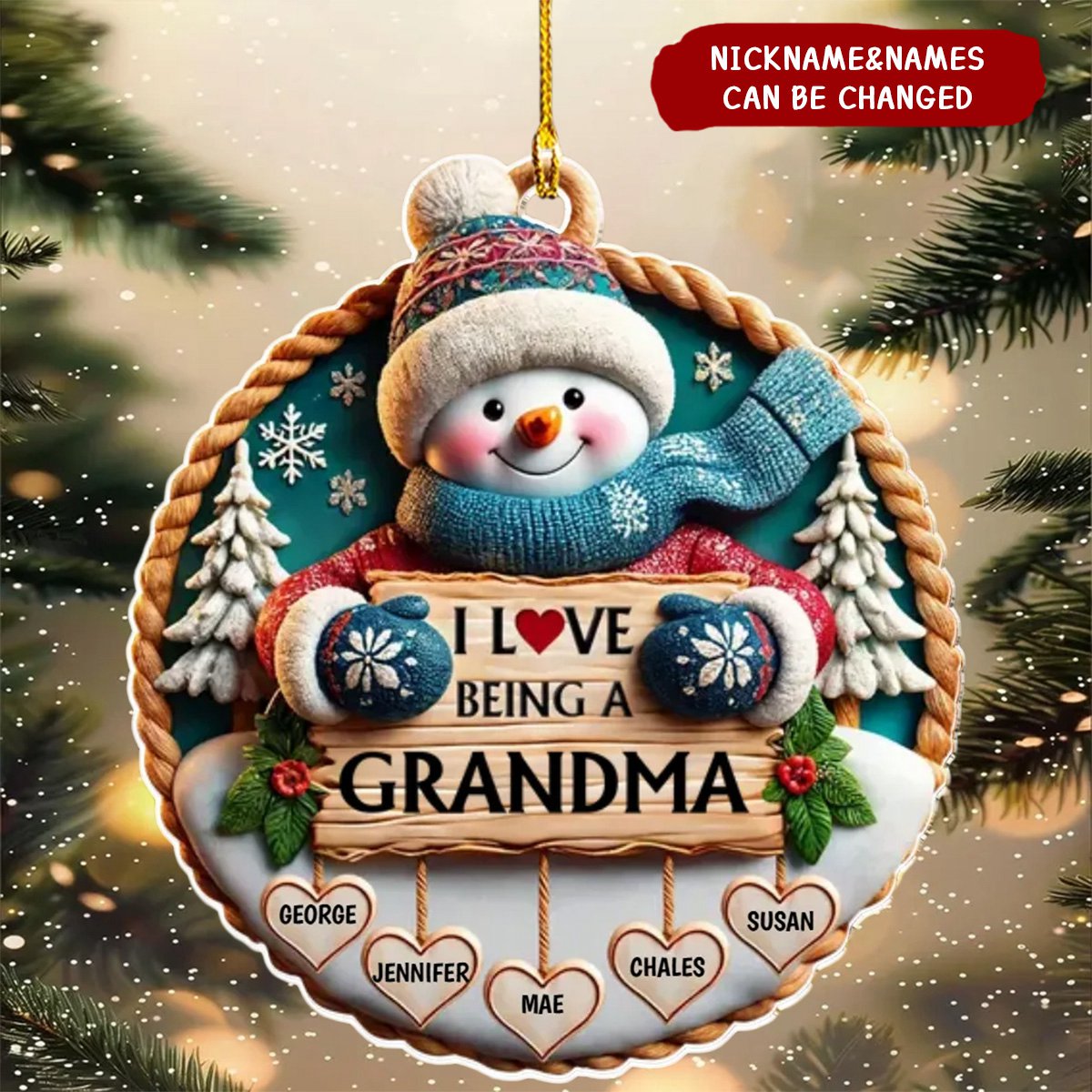 Love Being A Grandma - Personalized Custom 3D Inflated Effect Acrylic Ornament