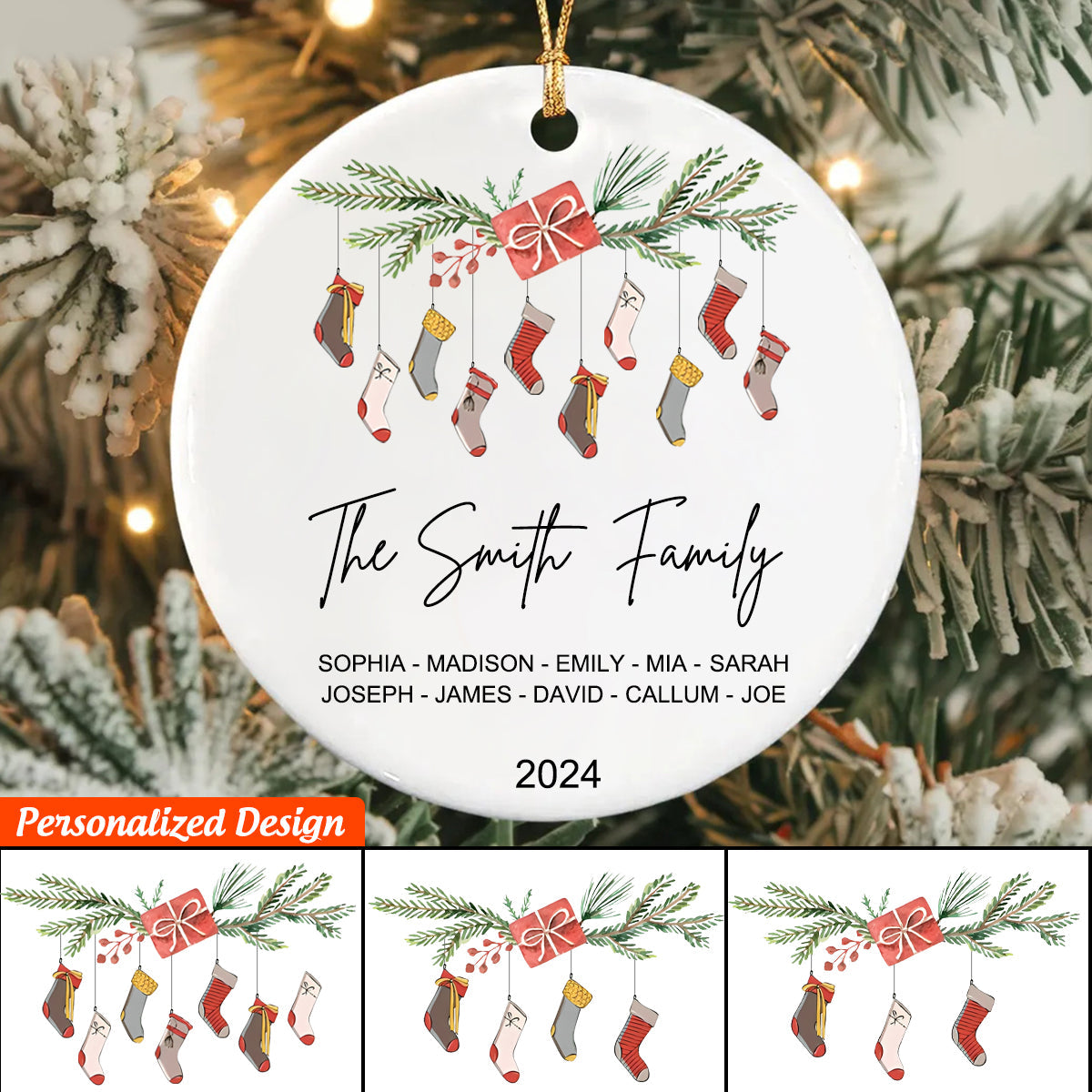 Personalized Family Christmas Stocking Name Ornaments