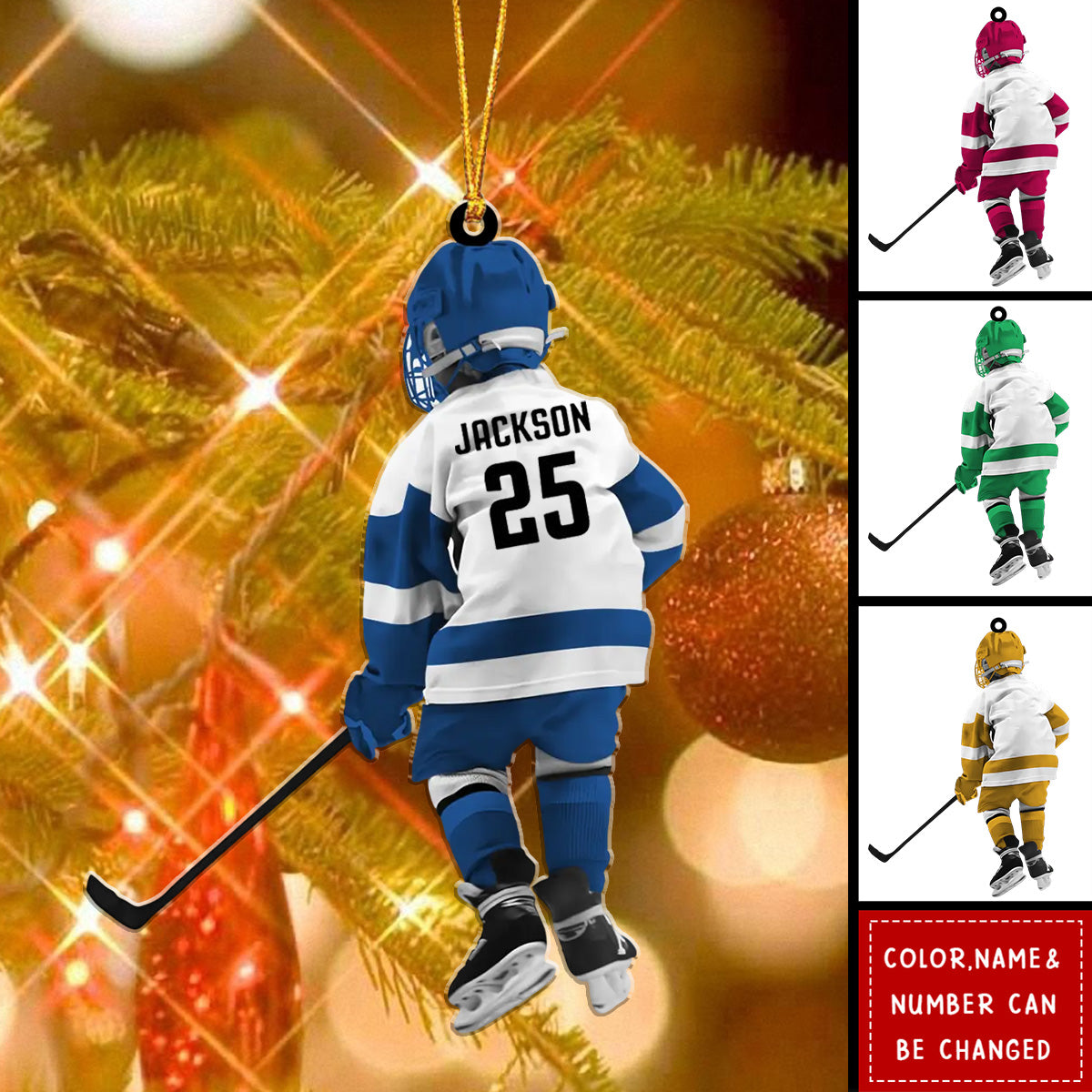 Kid Hockey Player - Personalized Hockey Acrylic Ornament