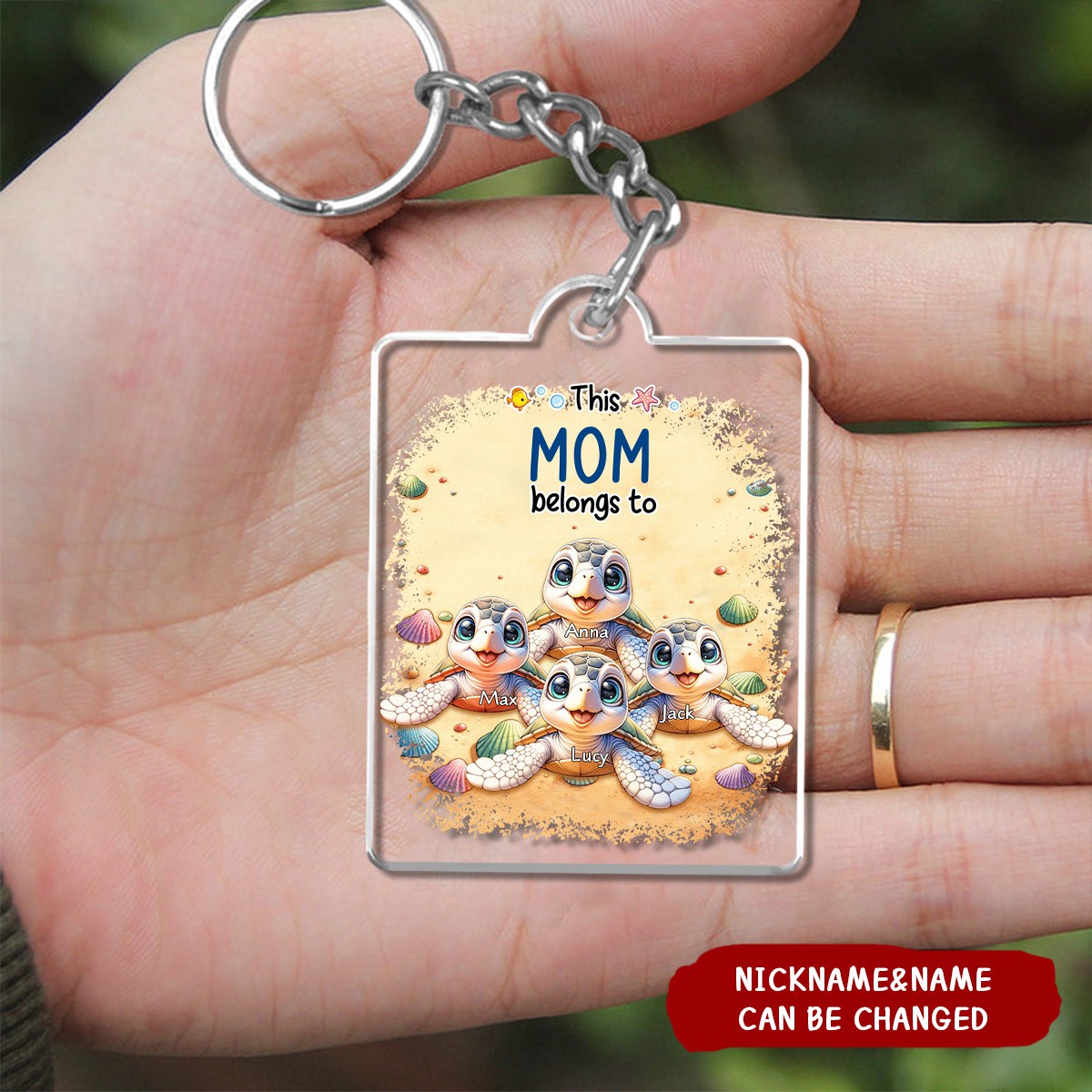 This Grandma belongs to Cute Ocean Turtles Personalized Keychain