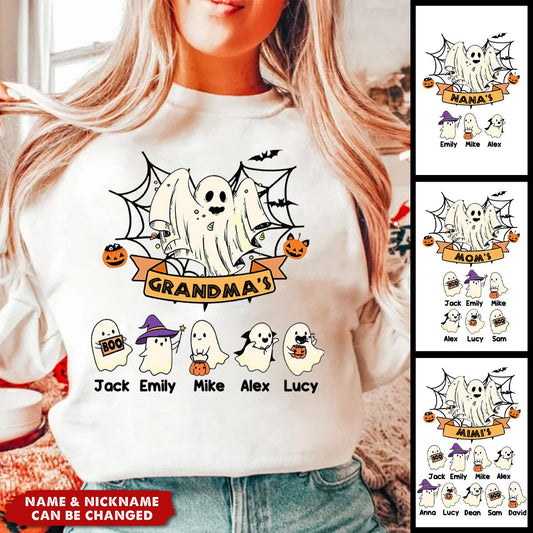 Personalized Grandma Grandkids Halloween Ghost Kids Sweatshirt