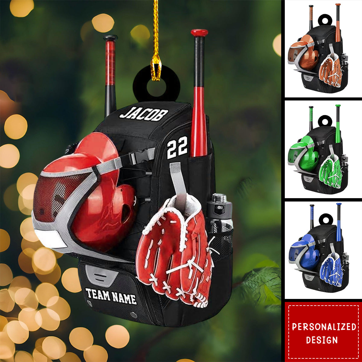 Personalized Baseball Bag Christmas Ornament, Gift For Baseball Lovers