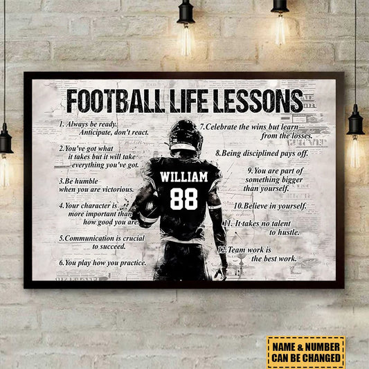 Personalized Football Life Lessons Poster, Gift For American Football Lovers