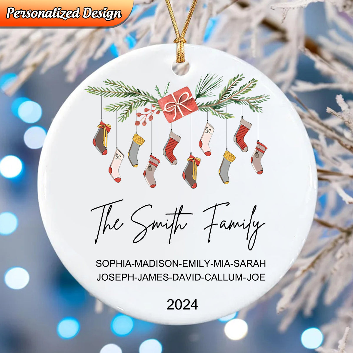 Personalized Family Christmas Stocking Name Ornaments