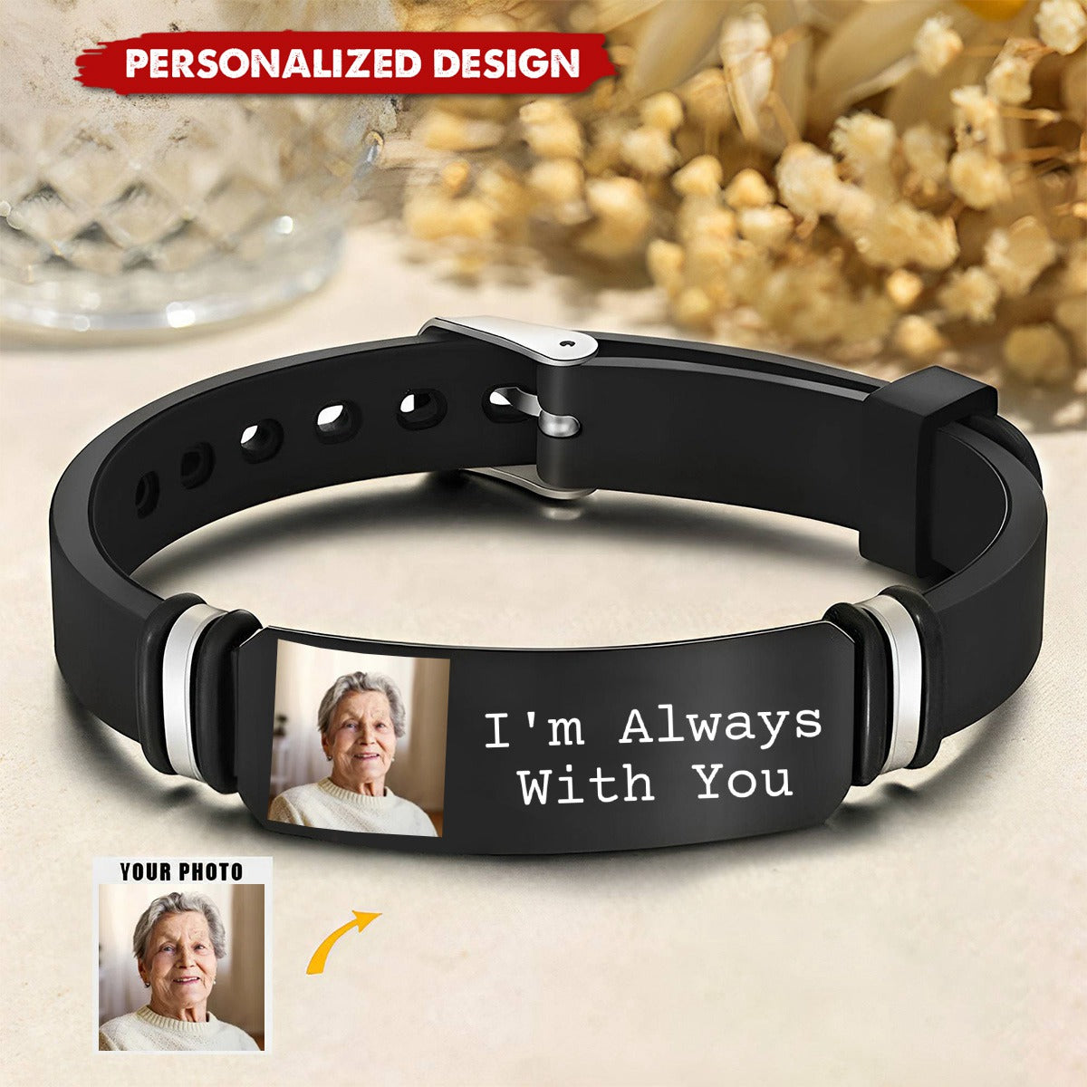 Custom Photo I'll Carry You - Memorial Gift For Family - Personalized Engraved Bracelet